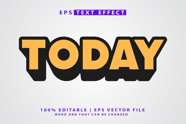 Hoy vector de efecto de texto editable en 3D