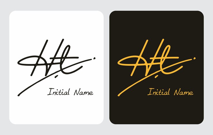 Ht H t letra inicial Ht escritura a mano inicial plantilla de logotipo de firma vector letras de mano