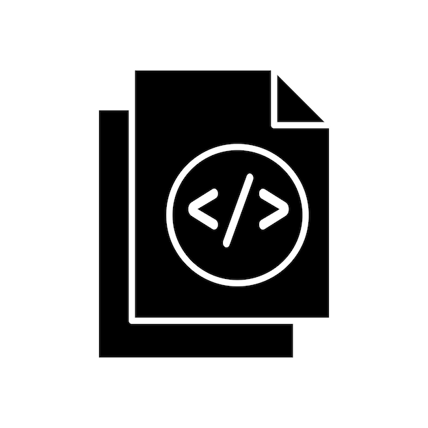 HTML Script Icon Set Código Etiqueta y símbolo vectorial de programación web en un estilo de creación digital lleno y delineado en negro