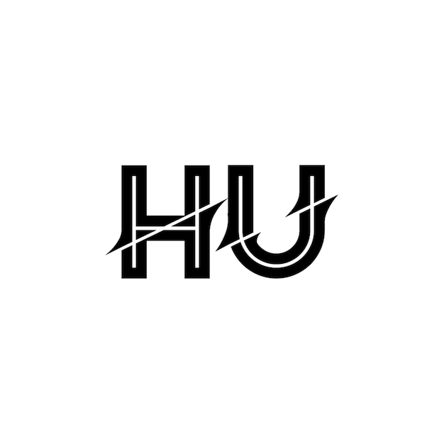 HU monograma diseño del logotipo letra texto nombre símbolo monocromático logotipo alfabeto carácter logotipo simple
