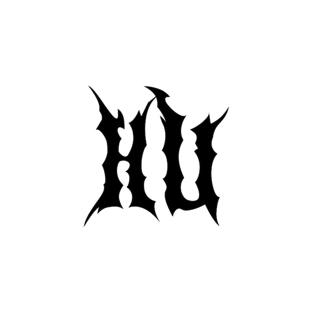 HU monograma diseño del logotipo letra texto nombre símbolo monocromático logotipo alfabeto carácter logotipo simple