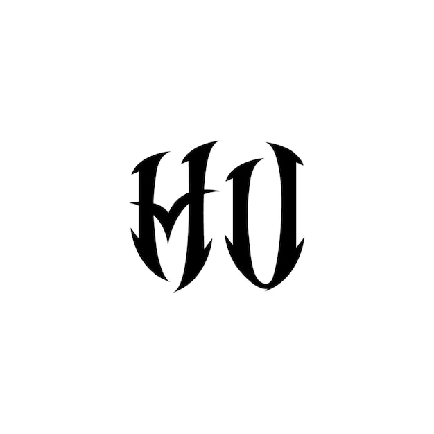 HU monograma diseño del logotipo letra texto nombre símbolo monocromático logotipo alfabeto carácter logotipo simple