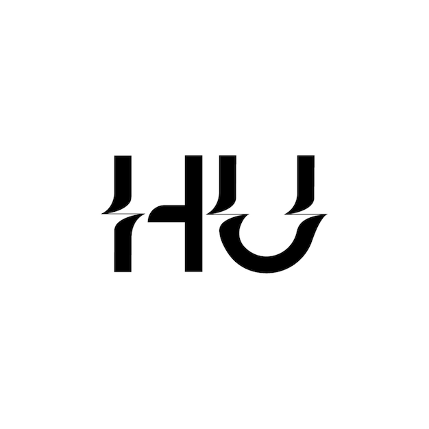 HU monograma diseño del logotipo letra texto nombre símbolo monocromático logotipo alfabeto carácter logotipo simple