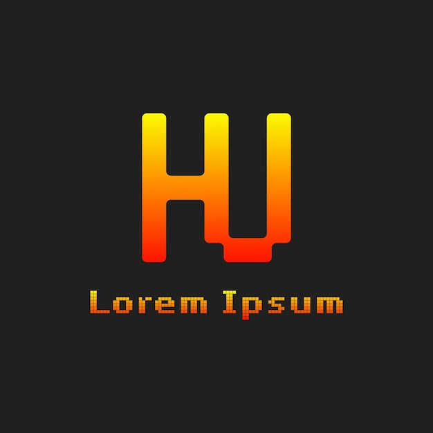 HU Pixel Monogram Letters Logotipo adecuado para cualquier negocio con las iniciales HU o UH