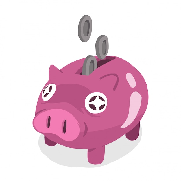 Hucha de cerdito con monedas