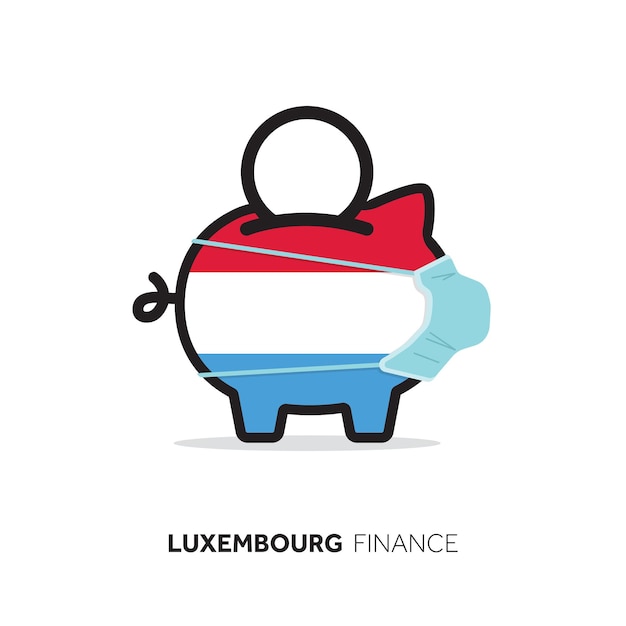 Hucha de costos de atención médica de Luxemburgo con una máscara protectora