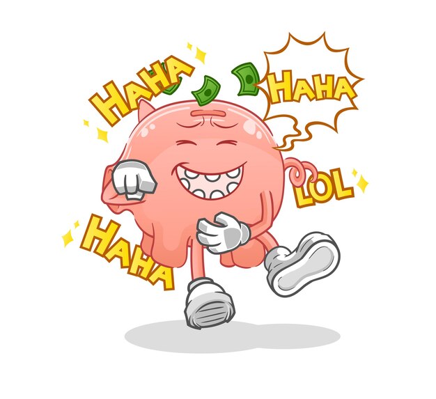 Hucha Laugh Out Loud personaje de dibujos animados mascota vector