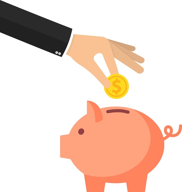 Hucha con moneda Economía de ahorro de dinero banca de inversión o concepto de servicios empresariales