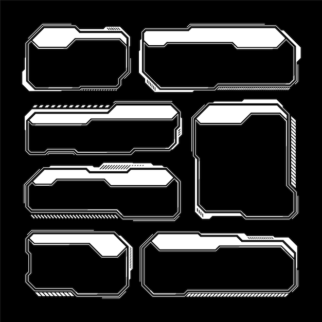 HUD blanco futurista elementos UI interfaz de usuario scifi cuadros de texto llamadas cuadros de mensaje de advertencia