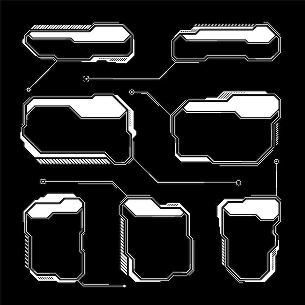 HUD blanco futurista elementos UI interfaz de usuario scifi cuadros de texto llamadas cuadros de mensaje de advertencia