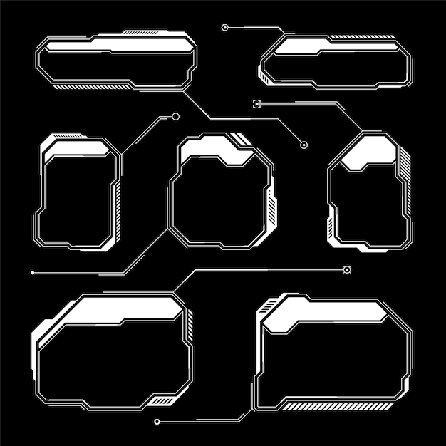 HUD blanco futurista elementos UI interfaz de usuario scifi cuadros de texto llamadas cuadros de mensaje de advertencia