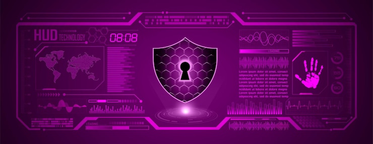 Vector hud cerró el candado en la seguridad cibernética de fondo digital