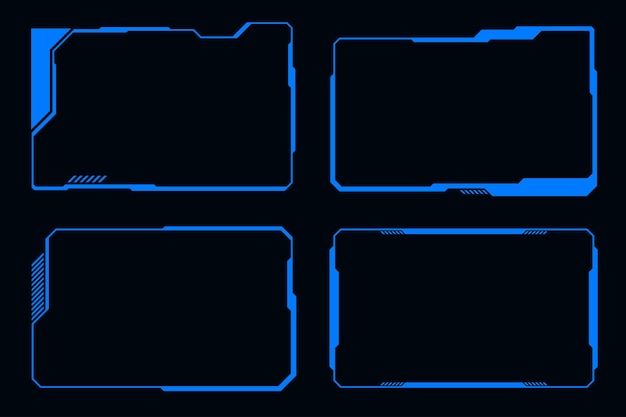 HUD element futuristic digital interface contol panel Blue frame technology