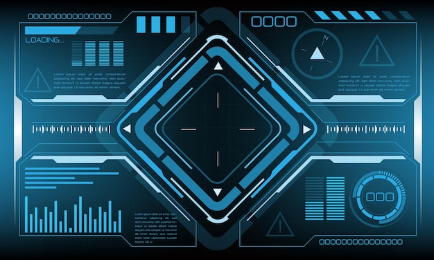 HUD interfaz de ciencia ficción diseño de vista de pantalla realidad virtual tecnología futurista vector de visualización