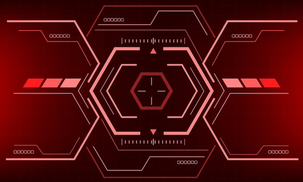 HUD interfaz de ciencia ficción vista de pantalla diseño geométrico rojo vector de visualización de tecnología futurista virtual