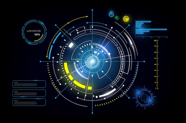 Hud interfaz gui fondo de redes de tecnología futurista