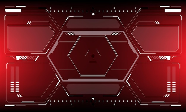 HUD interfaz scifi blanco circular geométrico tecnología futurista visualización creativa en vector rojo