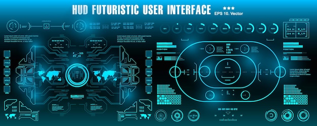 HUD interfaz de usuario azul futurista tablero de instrumentos pantalla pantalla de tecnología de realidad virtual