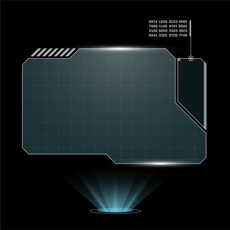 Vector hud interfaz de usuario futurista digital marco horizontal pantalla de alta tecnología de ciencia ficción menú de juego cyberpunk