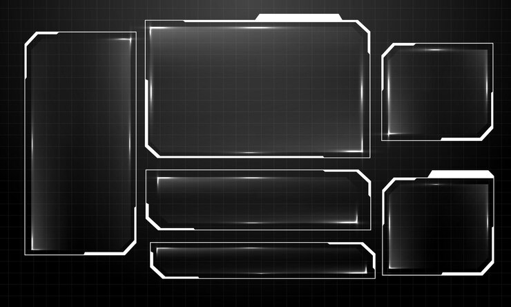 Vector hud marcos blancos transparentes estilo de tecnología cibernética futurista conjunto diseño de colección para vector de interfaz de usuario creativo