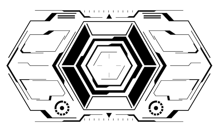 Vector hud pantalla de interfaz de círculo de ciencia ficción gris geométrica tecnología futurista visualización creativa vector blanco