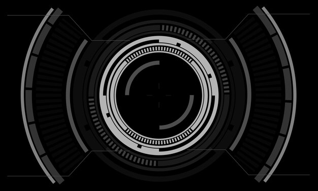 HUD pantalla de interfaz de círculo de ciencia ficción gris tecnología futurista geométrica visualización creativa vector negro