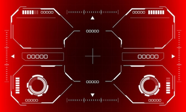 HUD scifi pantalla de interfaz octogonal hexágono geométrica tecnología futurista visualización vector rojo