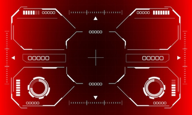 Hud scifi pantalla de interfaz octogonal hexágono geométrica tecnología futurista visualización vector rojo