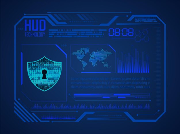 Vector hud tecnología mundial candado