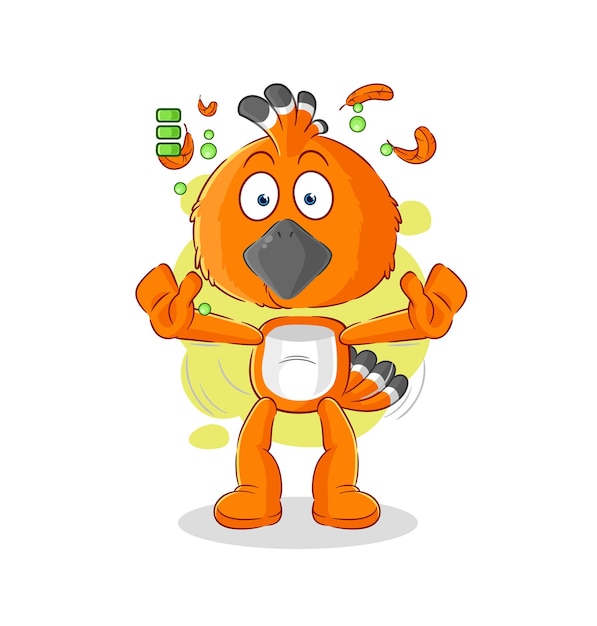 Hudhud pájaro batería completa personaje dibujos animados mascota vector