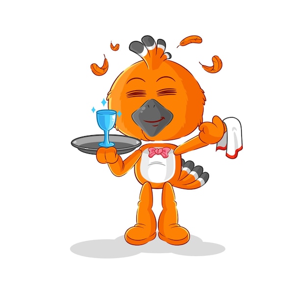 Hudhud pájaro camarero dibujos animados dibujos animados mascota vector