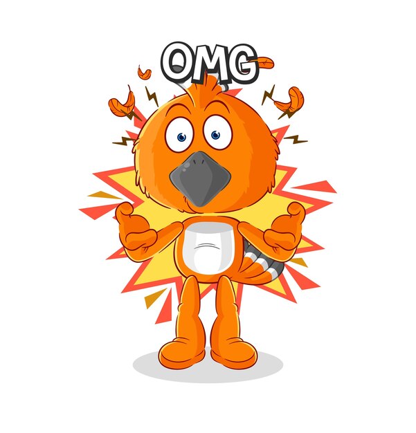 Hudhud pájaro Oh mi Dios vector personaje de dibujos animados