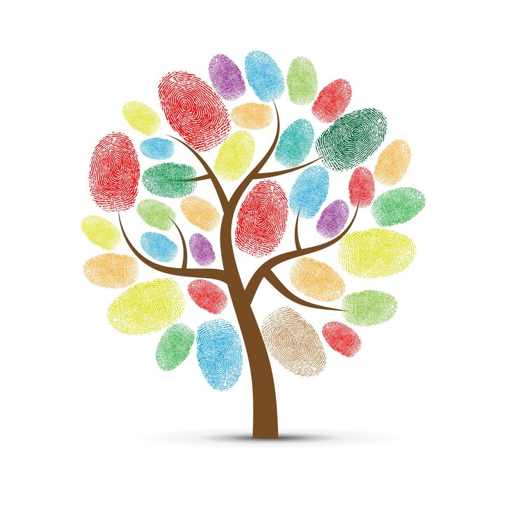 Vector huella digital de árbol de color