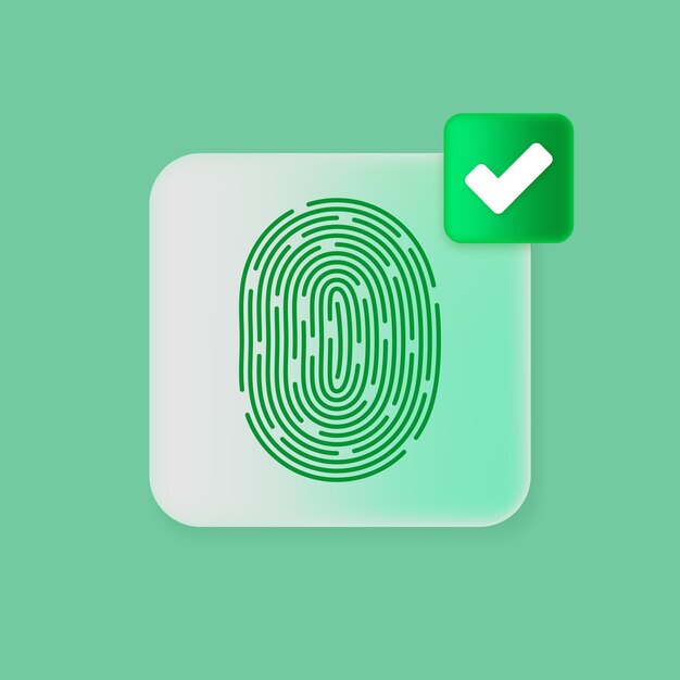 Huella digital ciberseguridad verified touch id concepto de autenticación de seguridad digital 3d touch id