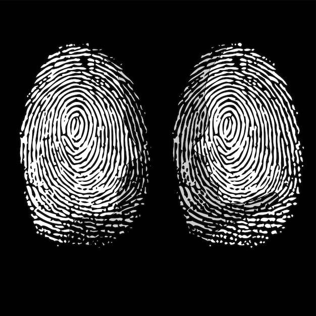 Huella digital ID mujer y hombre siluetas blancas