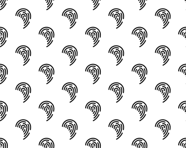 Huella digital sin inconvenientes Patrón macro en blanco y negro Marcas de pulgares únicas Datos biométricos personales Tecnología de escaneo Evidencia policial Fondo vectorial con líneas curvas y rizos
