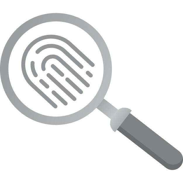 Huella digital bajo lupa vector sospecha icono plano