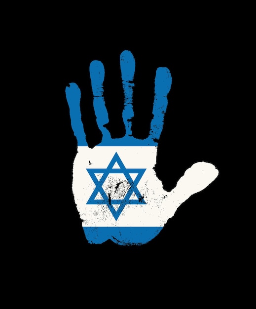 Vector huella de la mano en los colores de la bandera de israel