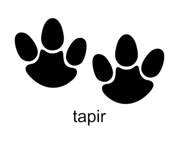 Vector huella de tapir tapir track animales herbívoros del orden de los ungulados animal mamífero negro