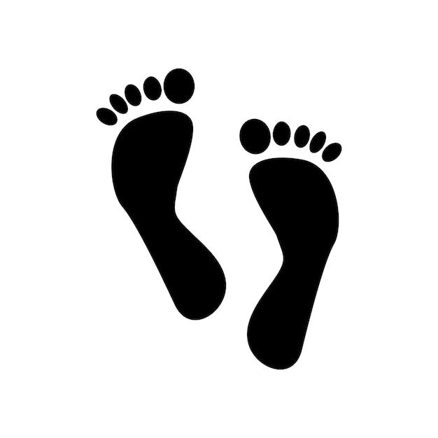 Huellas humanas Huellas de pies desnudos Silueta negra piernas humanas Icono de símbolo de huella con dedos de los pies