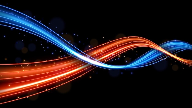 Las huellas de luz de movimiento colorido la exposición de largo tiempo el efecto de borrón de movimiento la ilustración vectorial