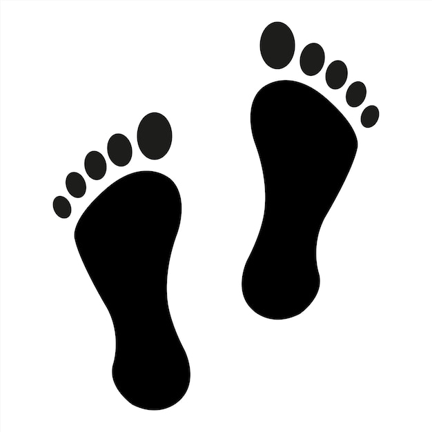 Las huellas negras de la silueta del icono caminante