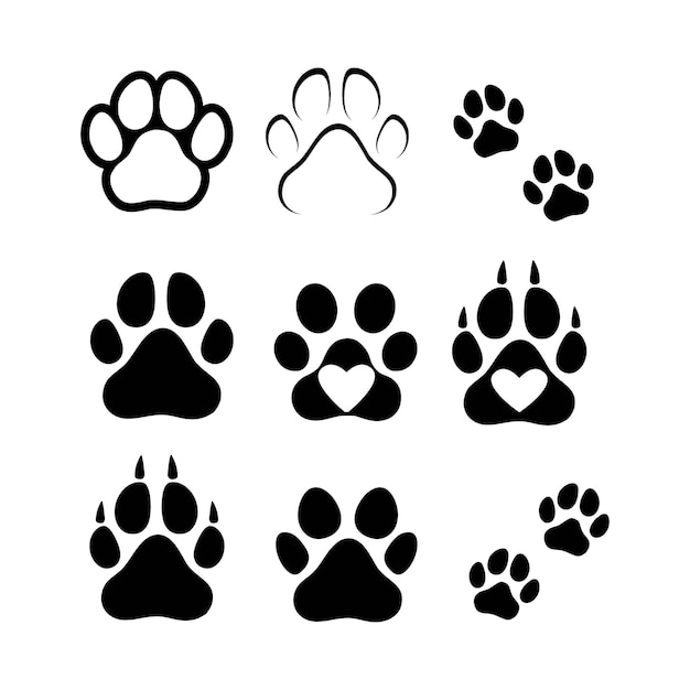 Huellas de perros o gatos. vector silueta aislada.