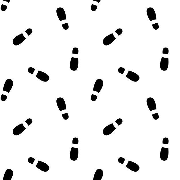 Huellas de zapatos patrón sin costuras vectorial negro Paso huella pista de fondo impresión de papel tapiz