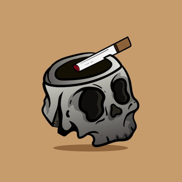 Hueso de la cabeza simple de la mano del cráneo Línea de dibujo doodle Ilustración Bueno para camisetas de diseño y tatuajes