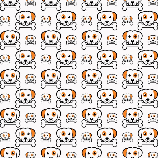 Hueso de mordedura de perro diseño de patrón sin costura inteligente fondo de ilustración vectorial