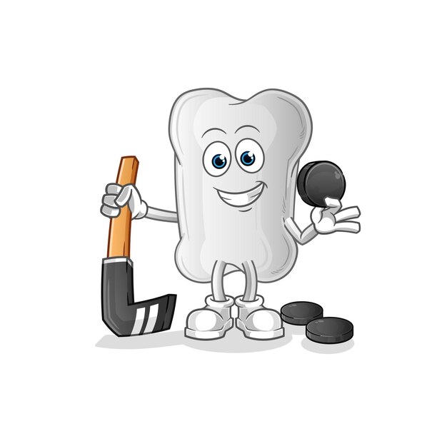 Hueso de perro jugando hockey vector cartoon characterxA