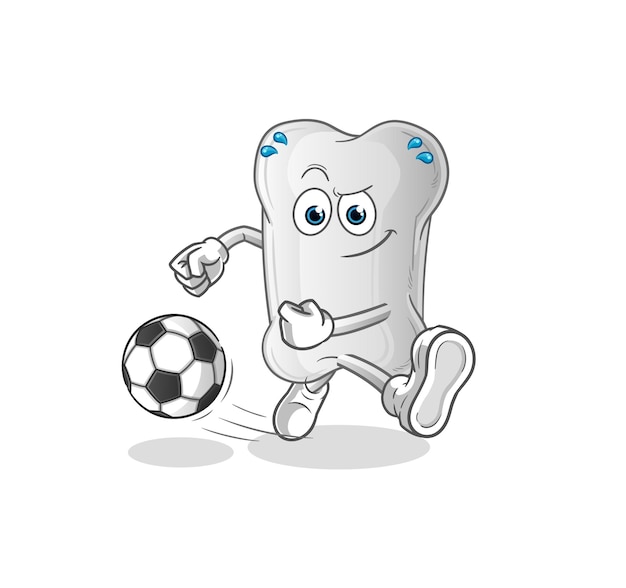 hueso de perro pateando la pelota dibujos animados mascota de dibujos animados