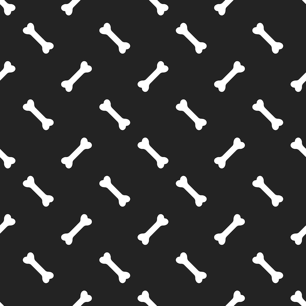 Huesos blancos sobre fondo negro patrón sin costuras vectorial decoración de Halloween