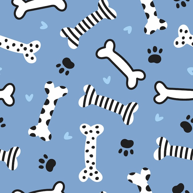 Huesos de perro patrón huesos dibujados a mano fondo